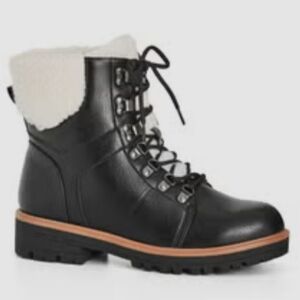 Cloudwalkers Women's Black and White Lace-Up Boots, Size 11.5